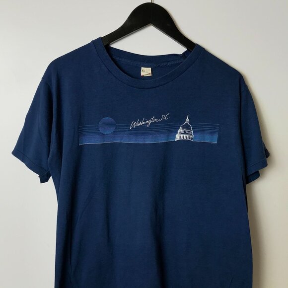Vintage Screen Stars Blue Graphic Tee Medium USA Made Washington D.C. Shirt - Picture 13 of 15